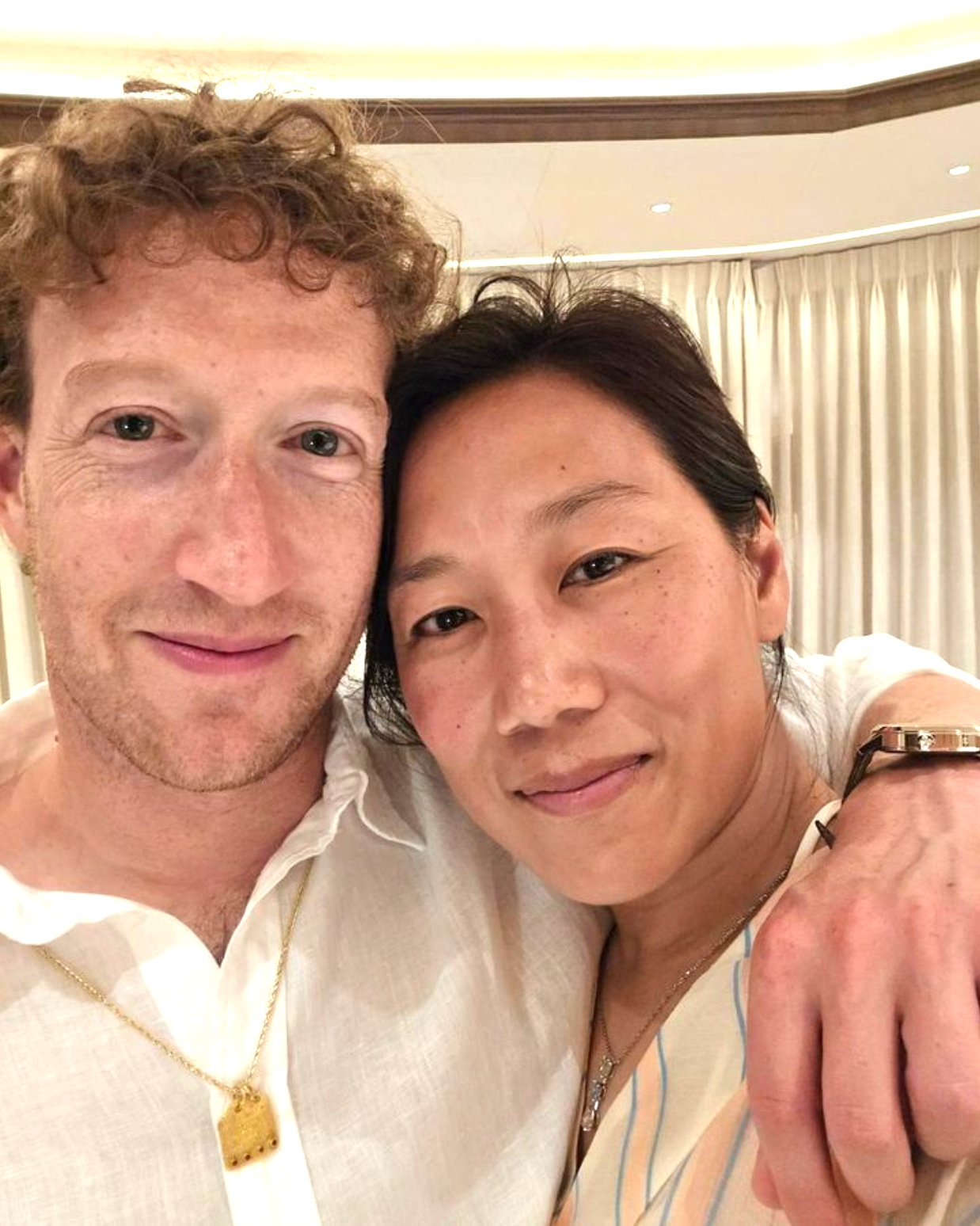 Mark Zuckerberg and Dr Priscilla Chan selfie wearing Patek Philippe ref 5236P