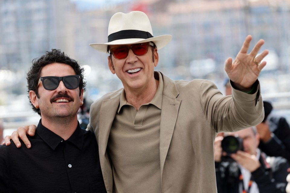 The Surfer director Lorcan Finnegan with Nicolas Cage at the 77th annual Cannes Film Festival at Palais des Festivals on May 17, 2024 in Cannes, France. 17 May 2024