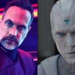 Todd Stashwick in Star Trek: Picard (L) and Paul Bettany as the Vision in the MCU (R)