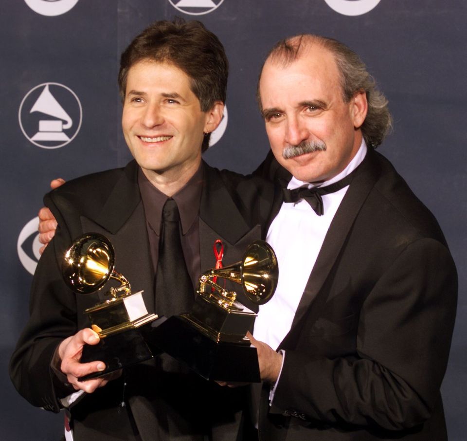 James Horner and Will Jennings with their Grammys after winning Song of the Year for My Heart Will Go On