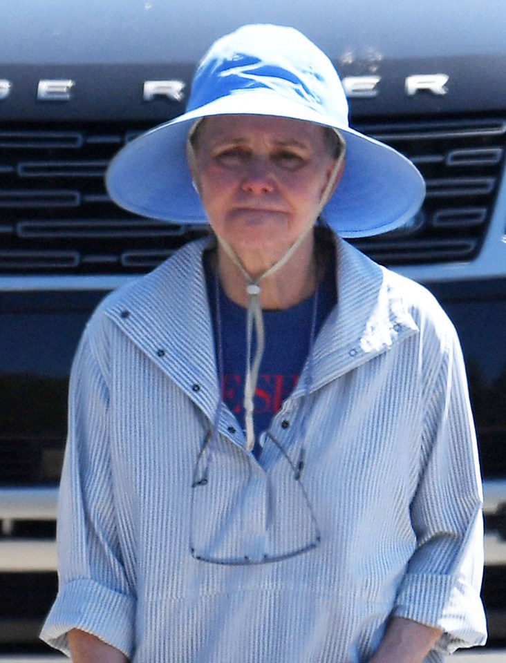 Sally cut a casual figure as she went for a walk near her home