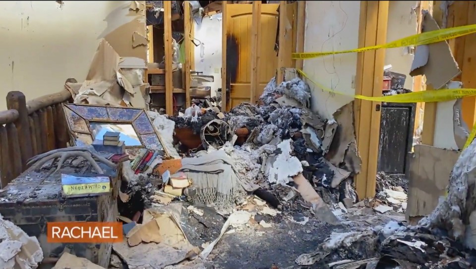 A view of Rachael Ray and John Cusimano's home after the fire was extinguished