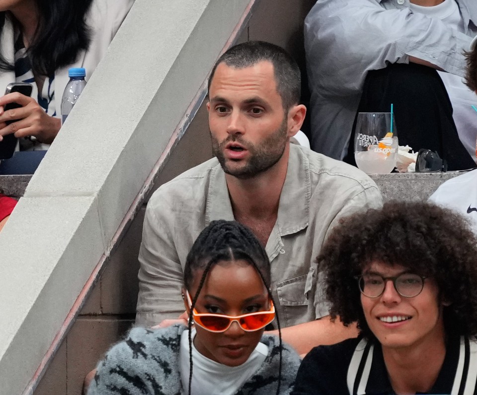 Penn Badgley is spotted in the stands while watching the Women's Final at the US Open on September 7