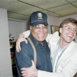 James Earl Jones, left, gets a hug from Mark Hamill.