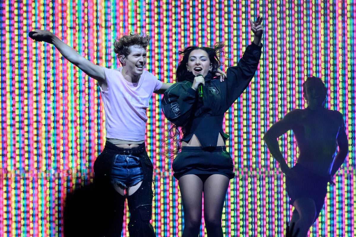  Charli XCX joins Troye Sivan on stage during the Something to Give Each Other Tour