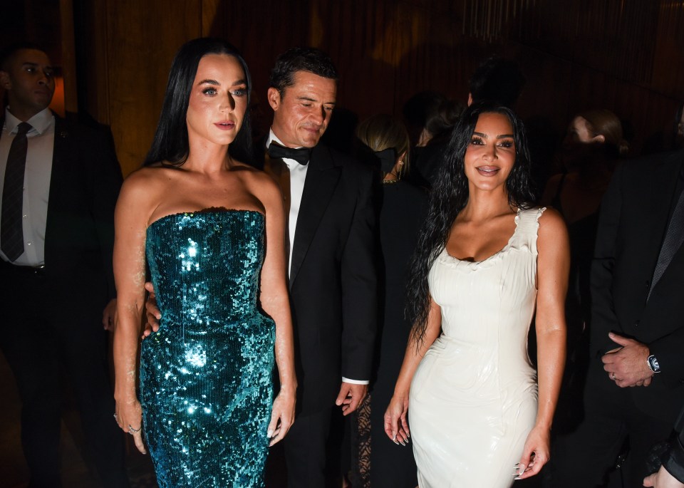 Katy, Orlando Bloom, and Kim Kardashian at the Kering Caring for Women Dinner during New York Ready to Wear Fashion Week on September 9, 2024