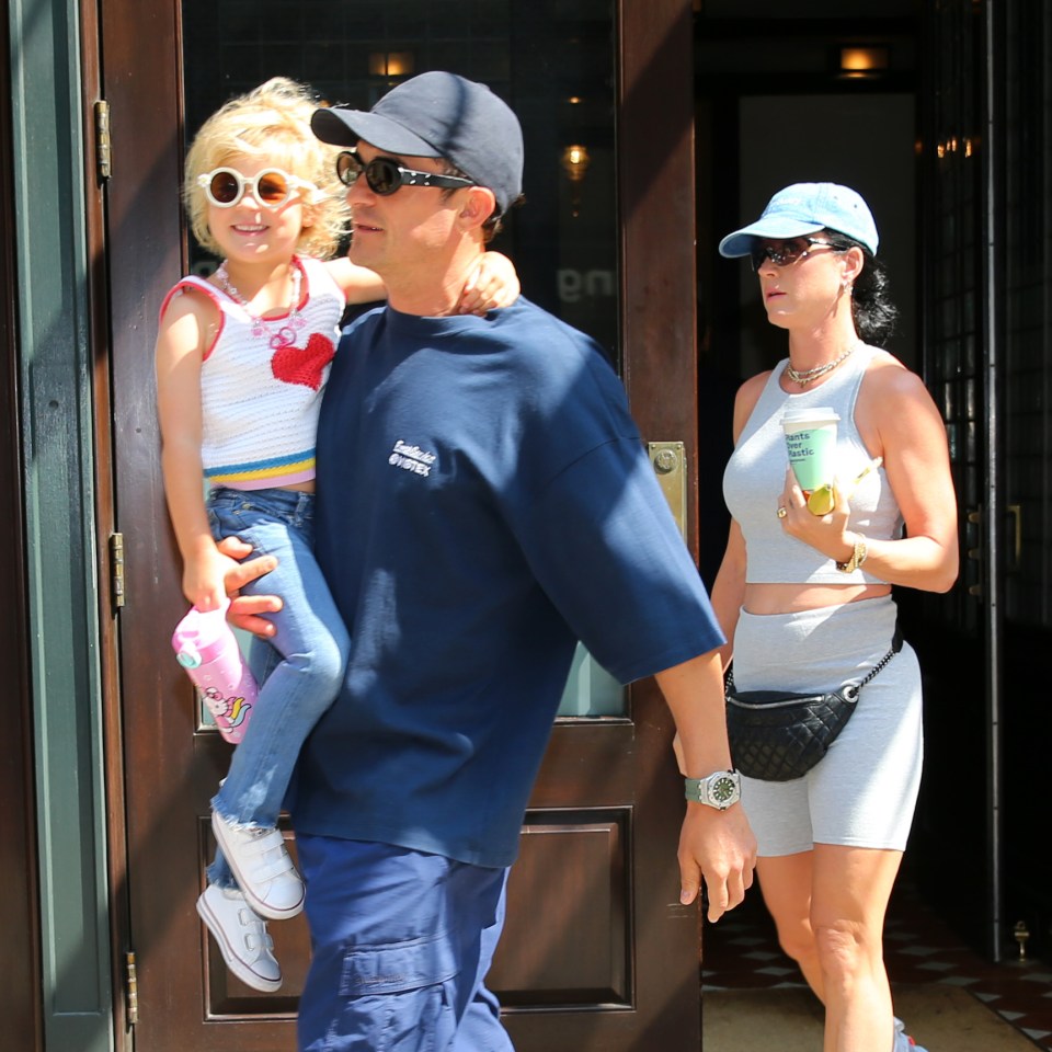 Katy, Orlando, and their daughter Daisy Dove, out and about in New York City on April 9, 2024