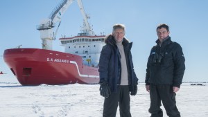 Mensun Bound and John Shears on the ice in the Antarctic