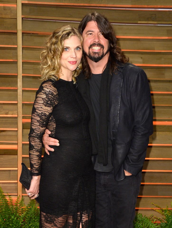 Jordyn Blum and David Grohl at the 2014 Vanity Fair Oscar Party in West Hollywood, California