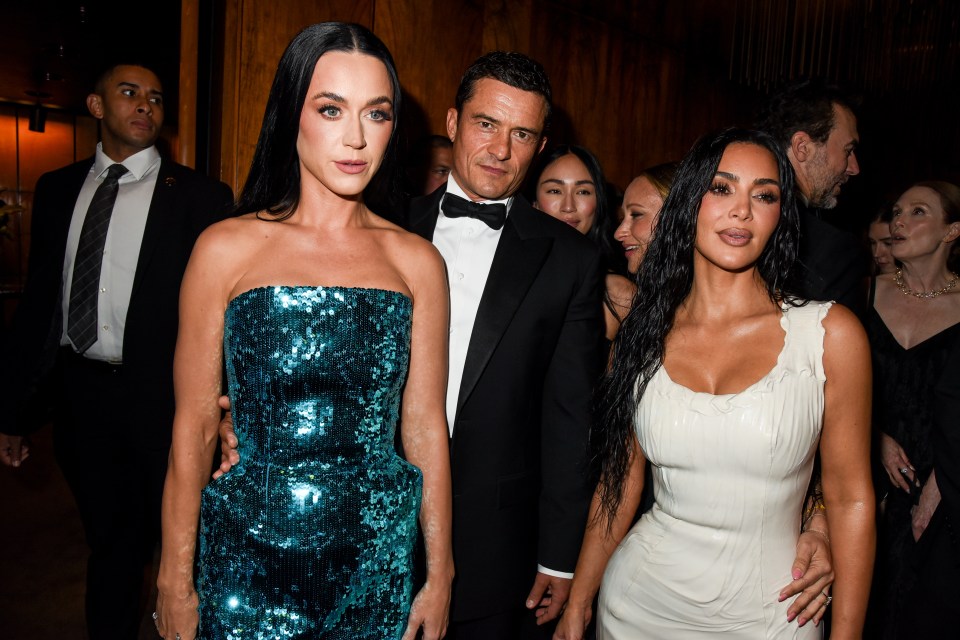 The actor joined his fiancee Katy Perry and ran into Kim at the New York City Gala