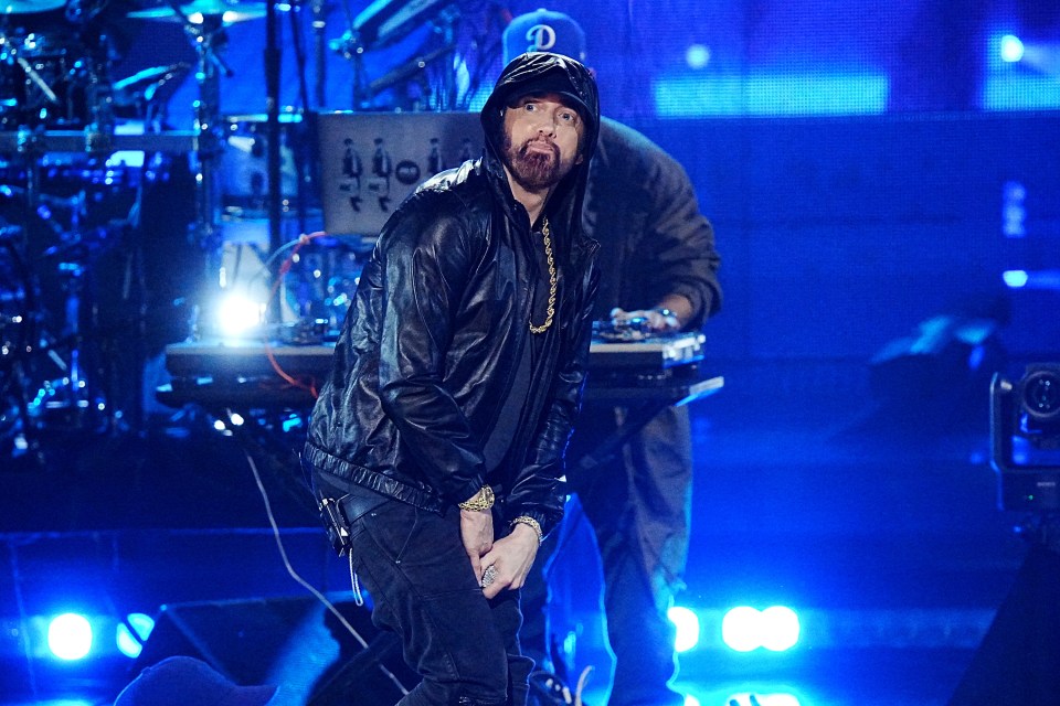 Eminem performing at the Rock & Roll Hall Of Fame Induction Ceremony November 5, 2022