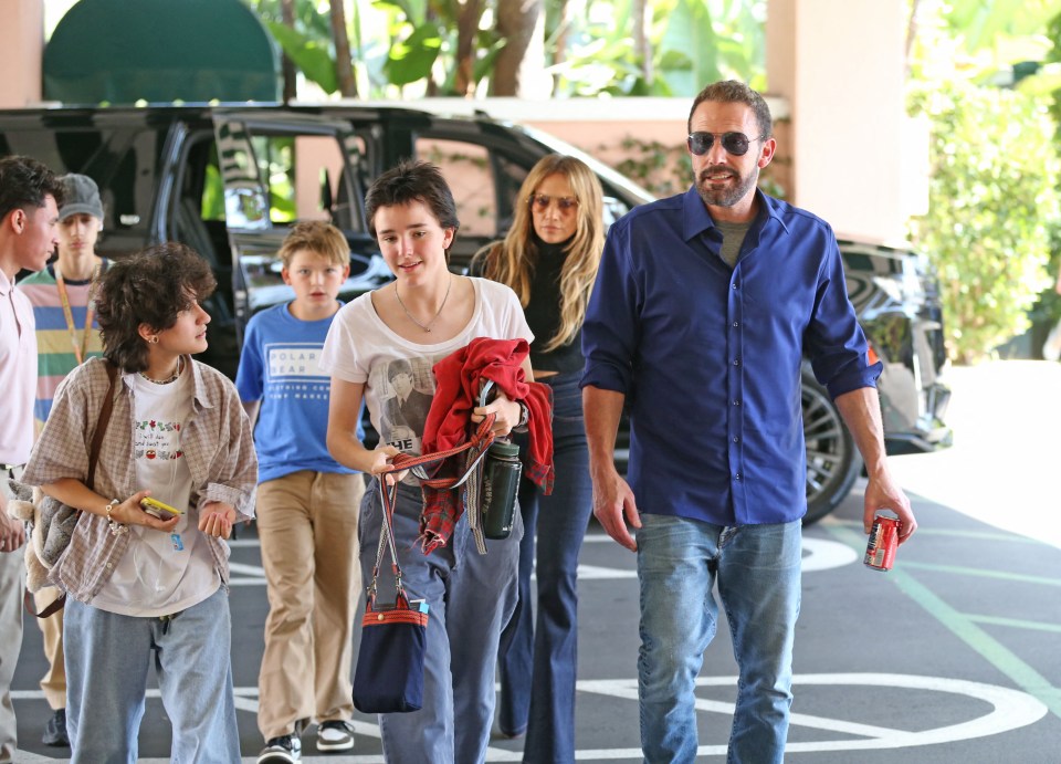 They were on a family day out at the Beverly Hills Hotel with their children