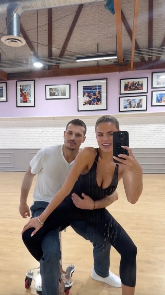 Brooks got close to Gleb during a dance practice before their DWTS premiere