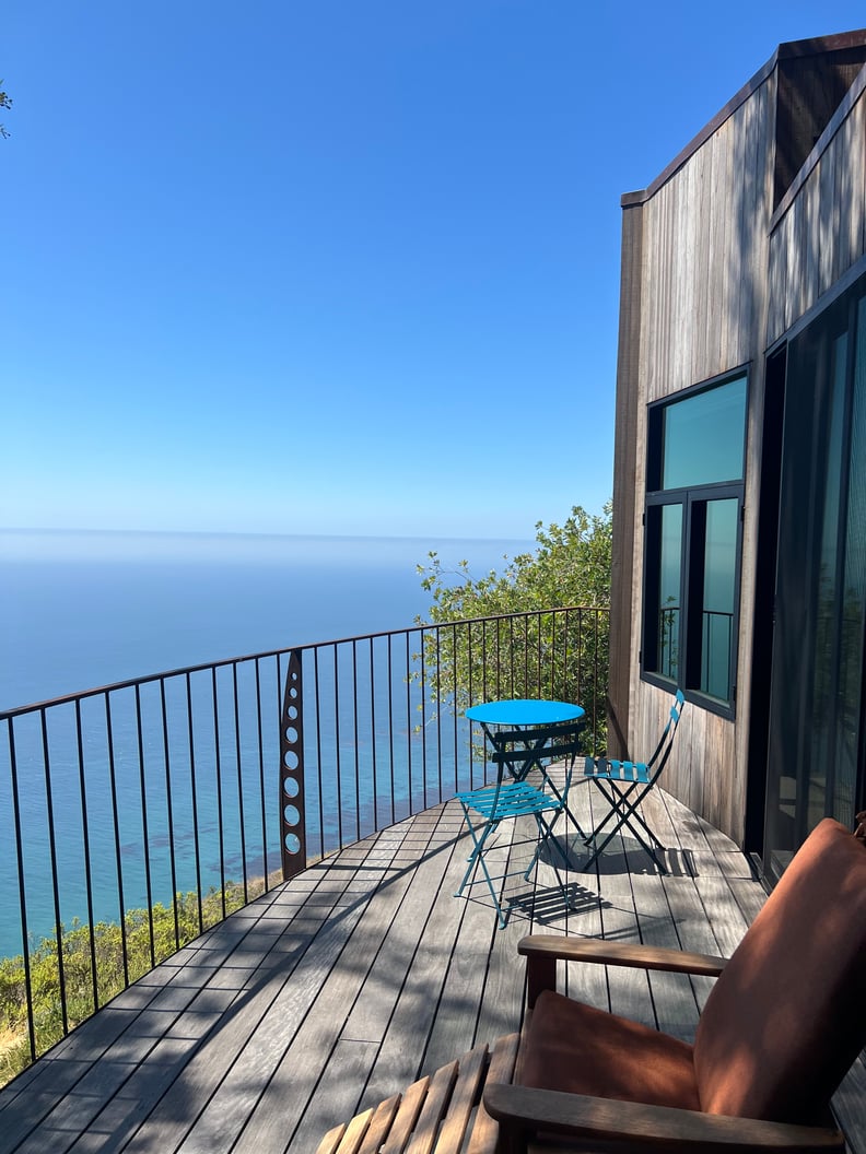 the balcony and view from the Post Ranch Inn in Big Sur