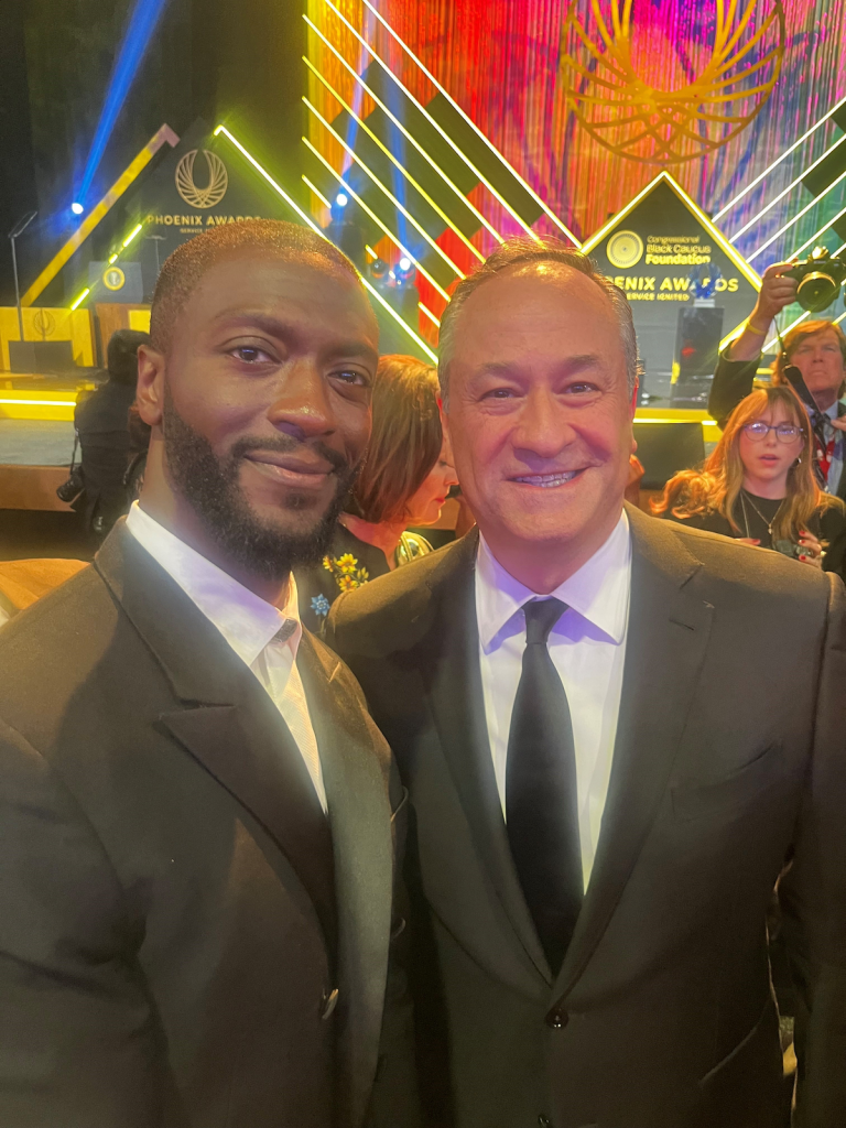 Aldis Hodge attends the 2024 White House Black Excellence Brunch and the CBC Phoenix Awards in DC