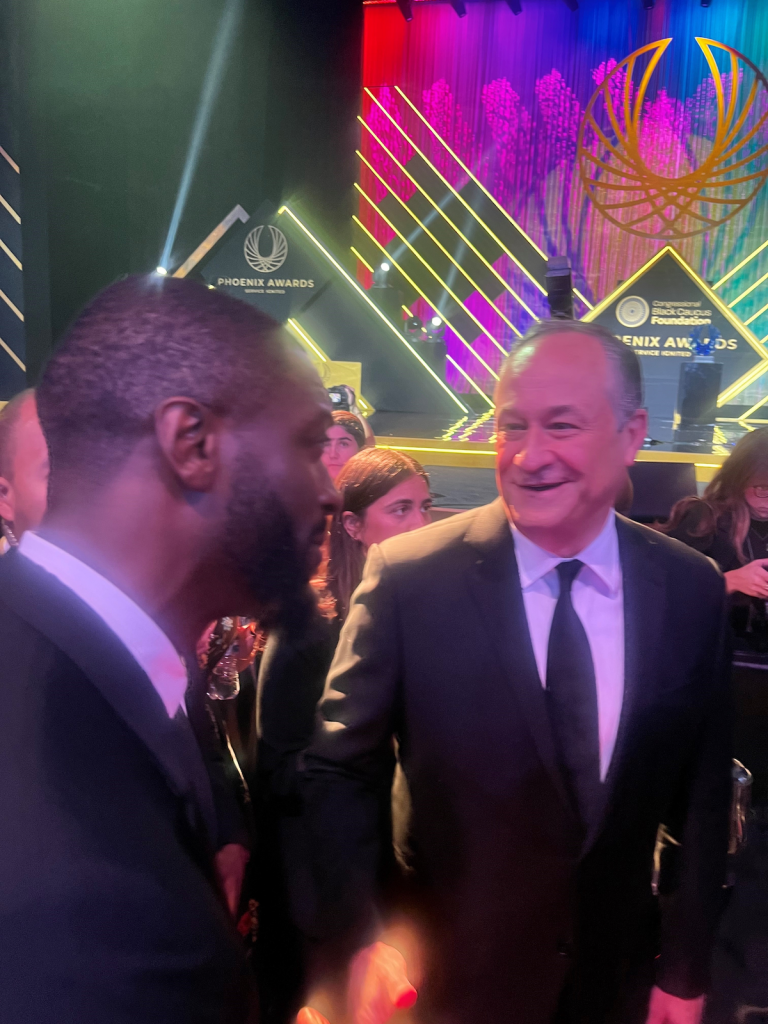 Aldis Hodge attends the 2024 White House Black Excellence Brunch and the CBC Phoenix Awards in DC