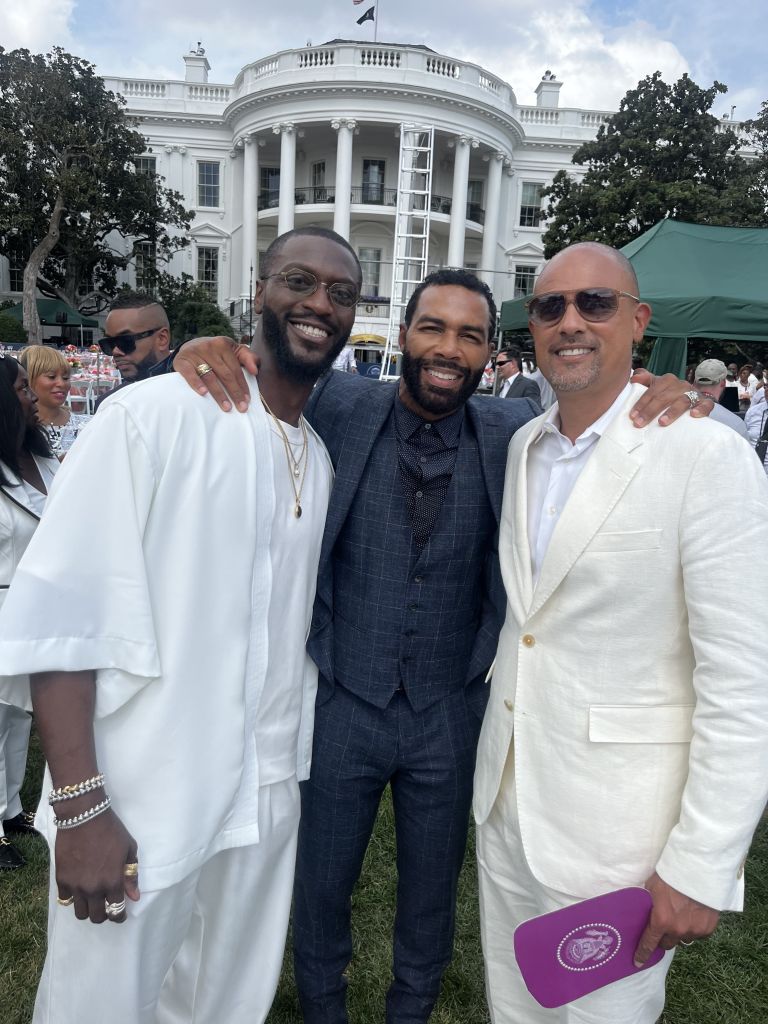 Aldis Hodge attends the 2024 White House Black Excellence Brunch and the CBC Phoenix Awards in DC