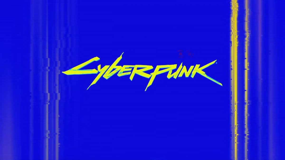 The Cyberpunk anime series name in yellow on a blue background