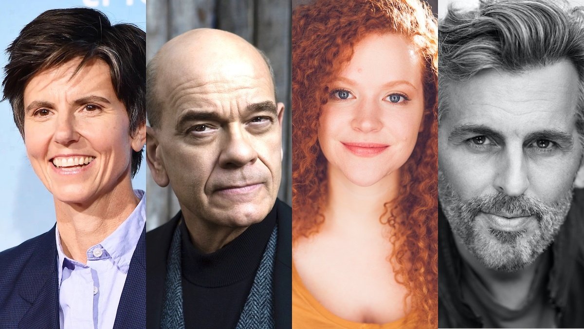 Headshots of Tig Notaro, Robert Picardo, Mary Wiseman and Oded Fehr,