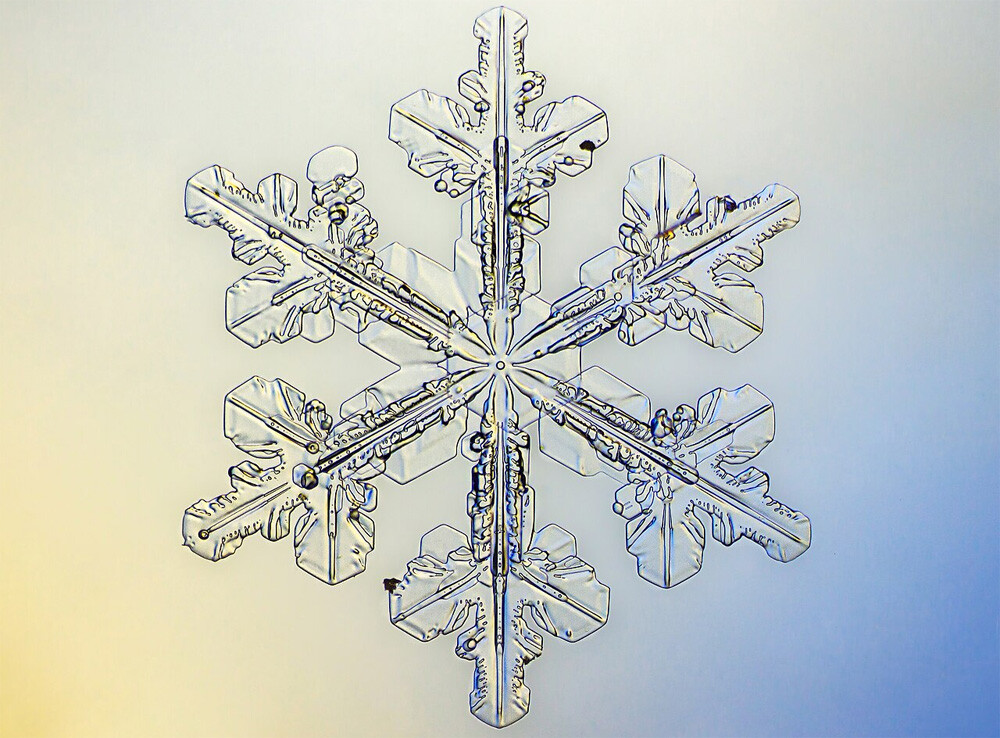 Macro photography of a natural snowflake