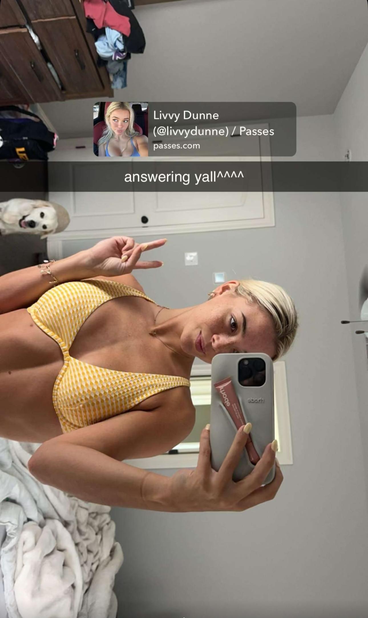 Olivia Dunne snaps a selfie.