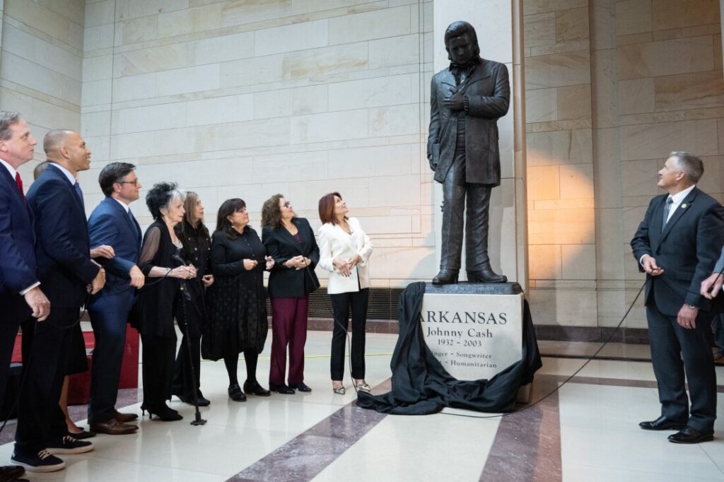 A statue of country music singer and Arkansas native Johnny Cash was unveiled in the U.S. Capitol on Tuesday.