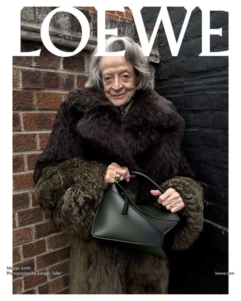 Dame Maggie in photos for Loewe's Spring Summer 2024 pre-collection