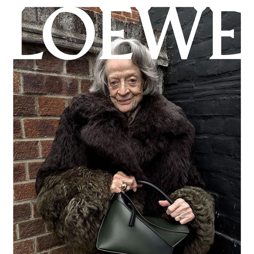 The final public photo of Maggie Smith, launching a campaign for Loewe