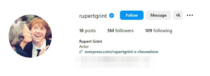 Ruper Grint changed his Instagram profile picture in tribute