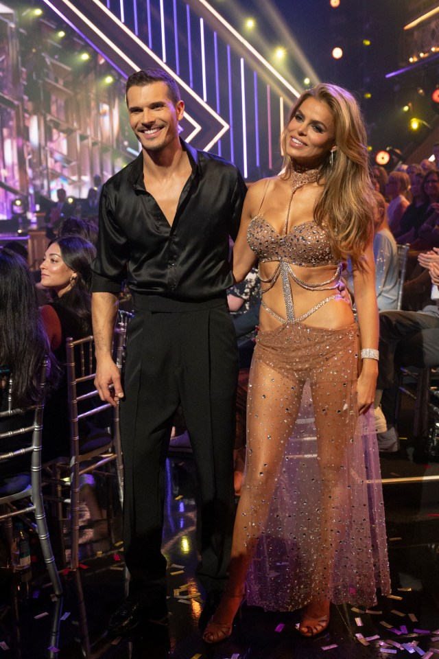 Gleb and Brooks are pictured before getting their scores on DWTS