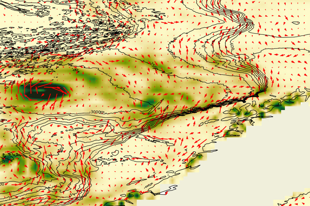 Mean eddy kinetic energy (EKE) profile in the Lofoten basin