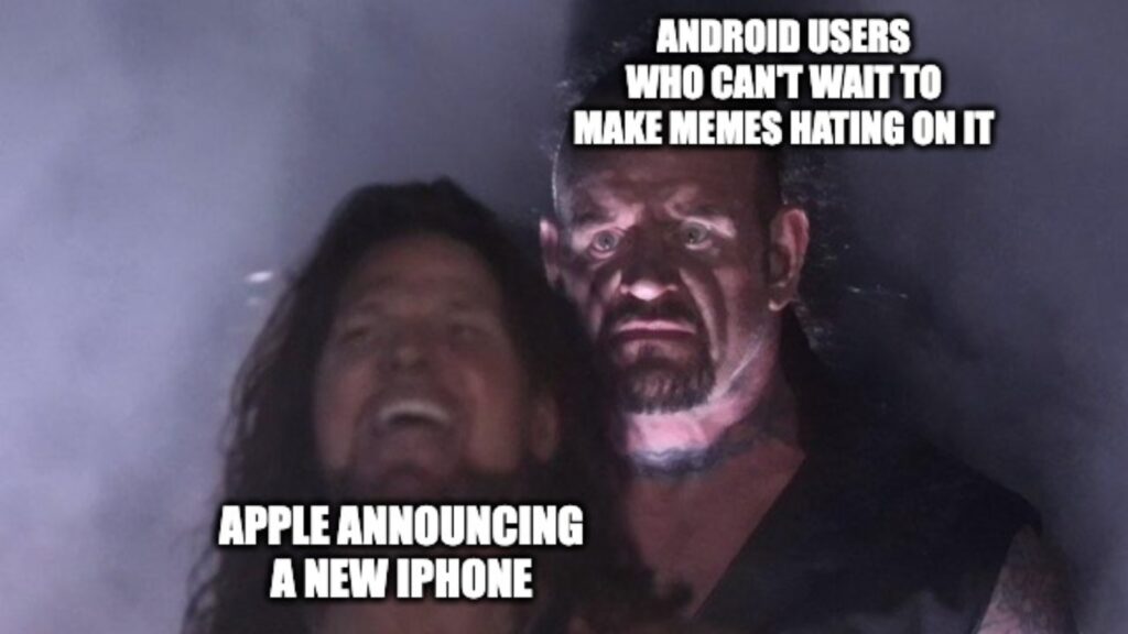 Undertaker AJ Styles meme Apple iPhone vs Android