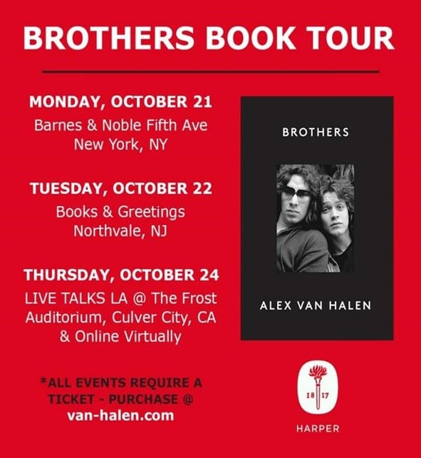 ALEX VAN HALEN Announces 'Brothers' Book Events