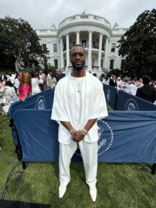 Aldis Hodge attends the 2024 White House Black Excellence Brunch and the CBC Phoenix Awards in DC