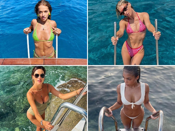 Chicas en bikini subiendo escaleras… ¡Sube!