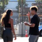 Chandler Kinney And Brandon Armstrong are seen potentially arguing outside of their Los Angeles rehearsal studio on Tuesday