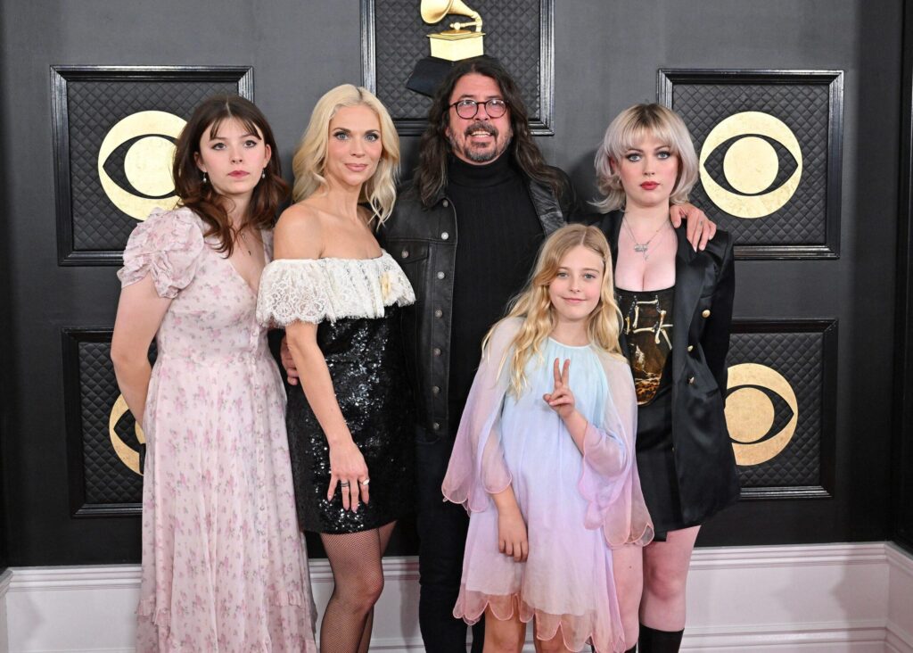 Dave Grohl, Jordyn Blum and their kids at the 65th GRAMMY Awards