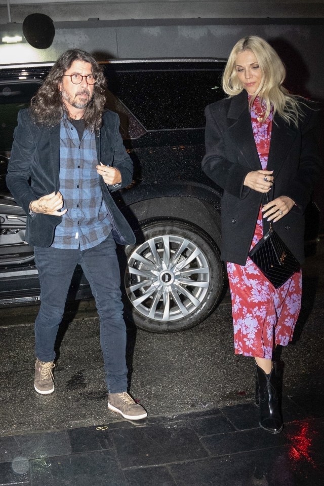 Dave Grohl and his wife, Jordyn Blum, arriving at a comedy club in Los Angeles, California in February 2024