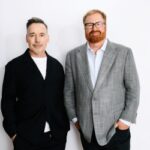 Directors David Furnish (L) and R.J. Cutler of “Elton John: Never Too Late” at the Deadline Studio held at the Bisha Hotel during the Toronto International Film Festival 2024 on September 6, 2024 in Toronto, Canada.