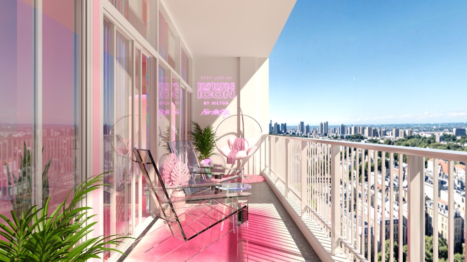 The balcony of Paris Hilton's custom Hilton suites