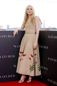 Dakota Fanning attends The Watchers photocall in May in London, England