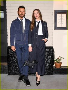 Justin Theroux and Nicole Brydon Bloom at the Thom Browne dinner