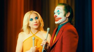 Lady Gaga and Joaquin Phoenix in a scene from 'Joker: Folie à Deux'