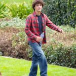 Levi McConaughey is spotted for the first time as an actor alongside father Matthew McConaughey on the set of Way of the Warrior Kid in Los Angeles.