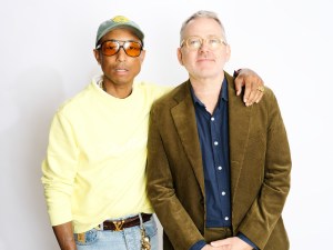 Pharrell Williams and Morgan Neville of 'Piece By Piec' in the Deadline Studio held at the Bisha Hotel during the Toronto International Film Festival 2024 on September 9, 2024.