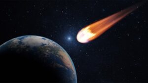 asteroid flying in space towards Earth