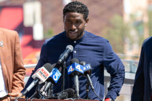 Former USC football standout Reggie Bush holds press conference to talk about defamationon lawsuit against the NCAA