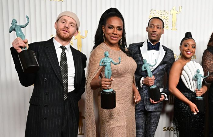 Chris Perfetti x Sheryl Lee Ralph x Tyler James-Williams x Quinta Brunson US-ENTERTAINMENT-FILM-AWARD-SAG-PRESS ROOM