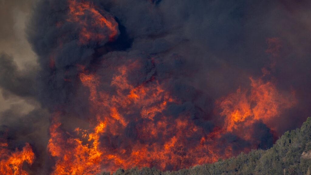 Bridge Fire in Los Angeles County, California