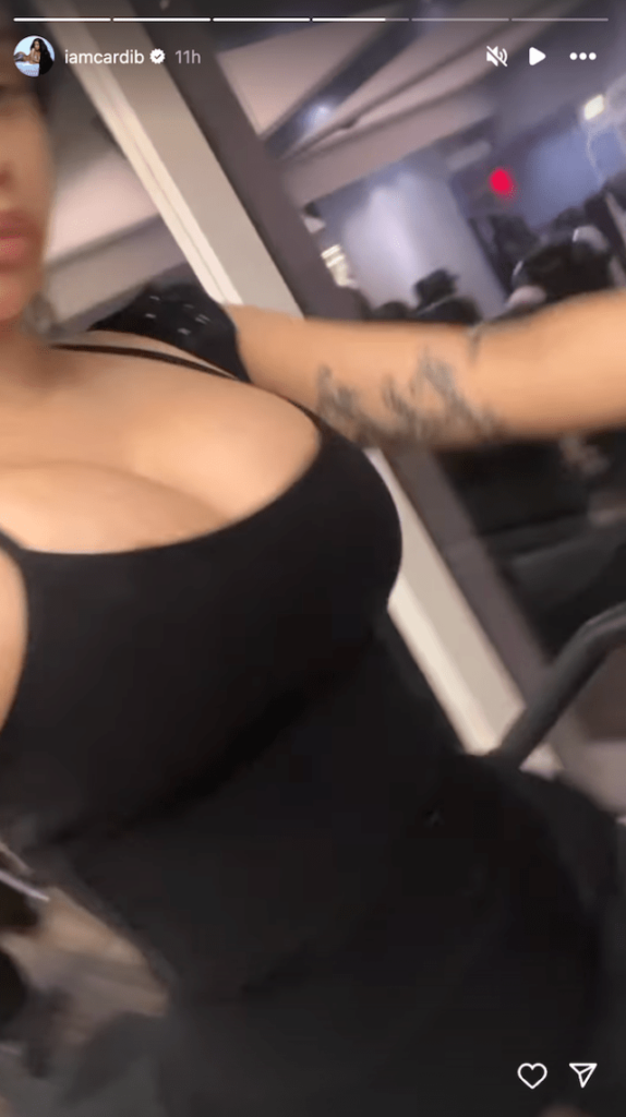 Stunning Cardi B in Two-Piece Workout Gear Gets Fit Days After Giving Birth